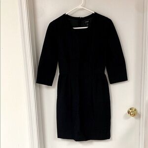 Jcrew 3/4 sleeve Black wool Dress